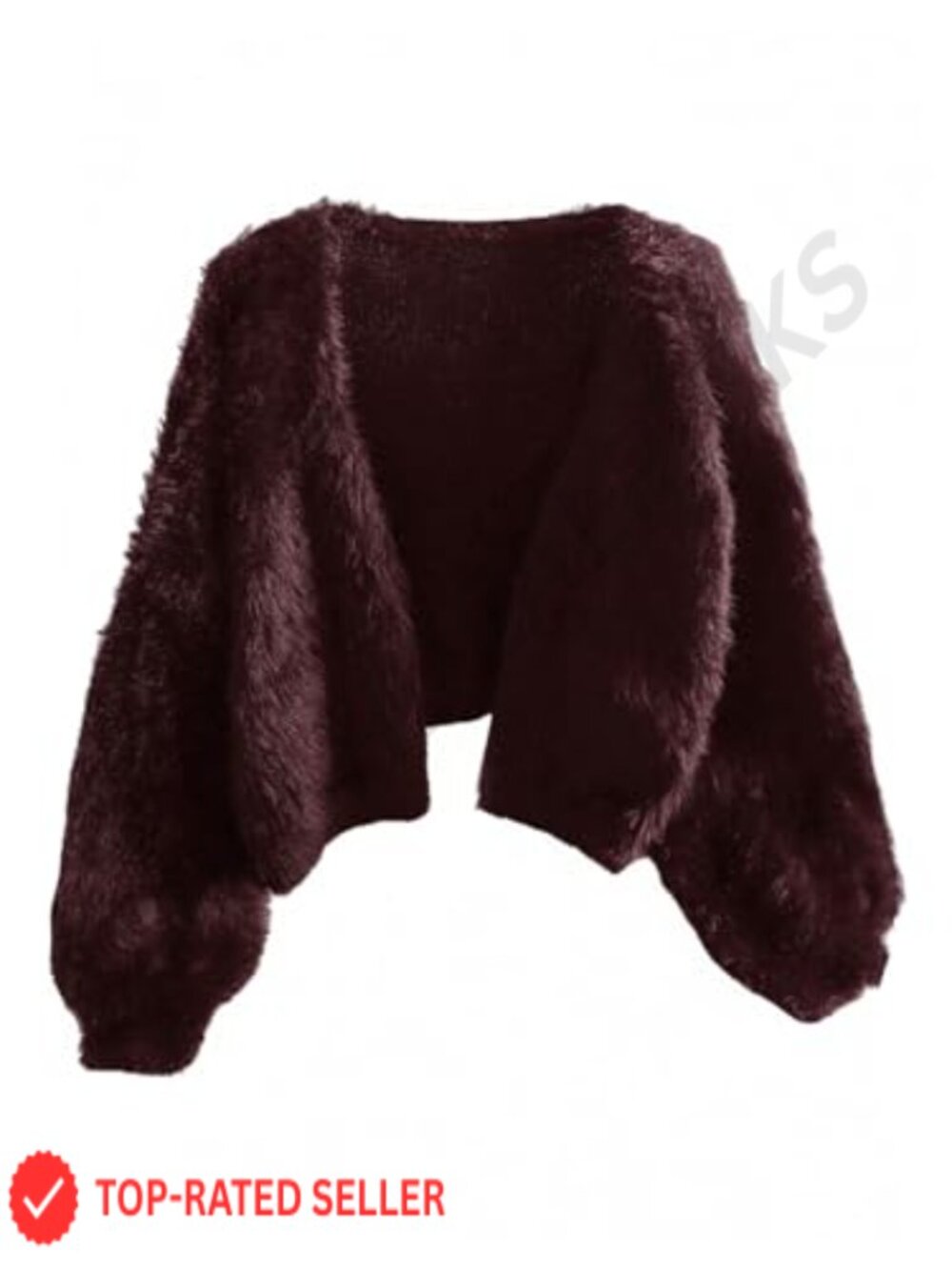 Plus Size Fuzzy Cropped Cardigan Faux Fur Y2K Sweater V Neck Chunky Knit